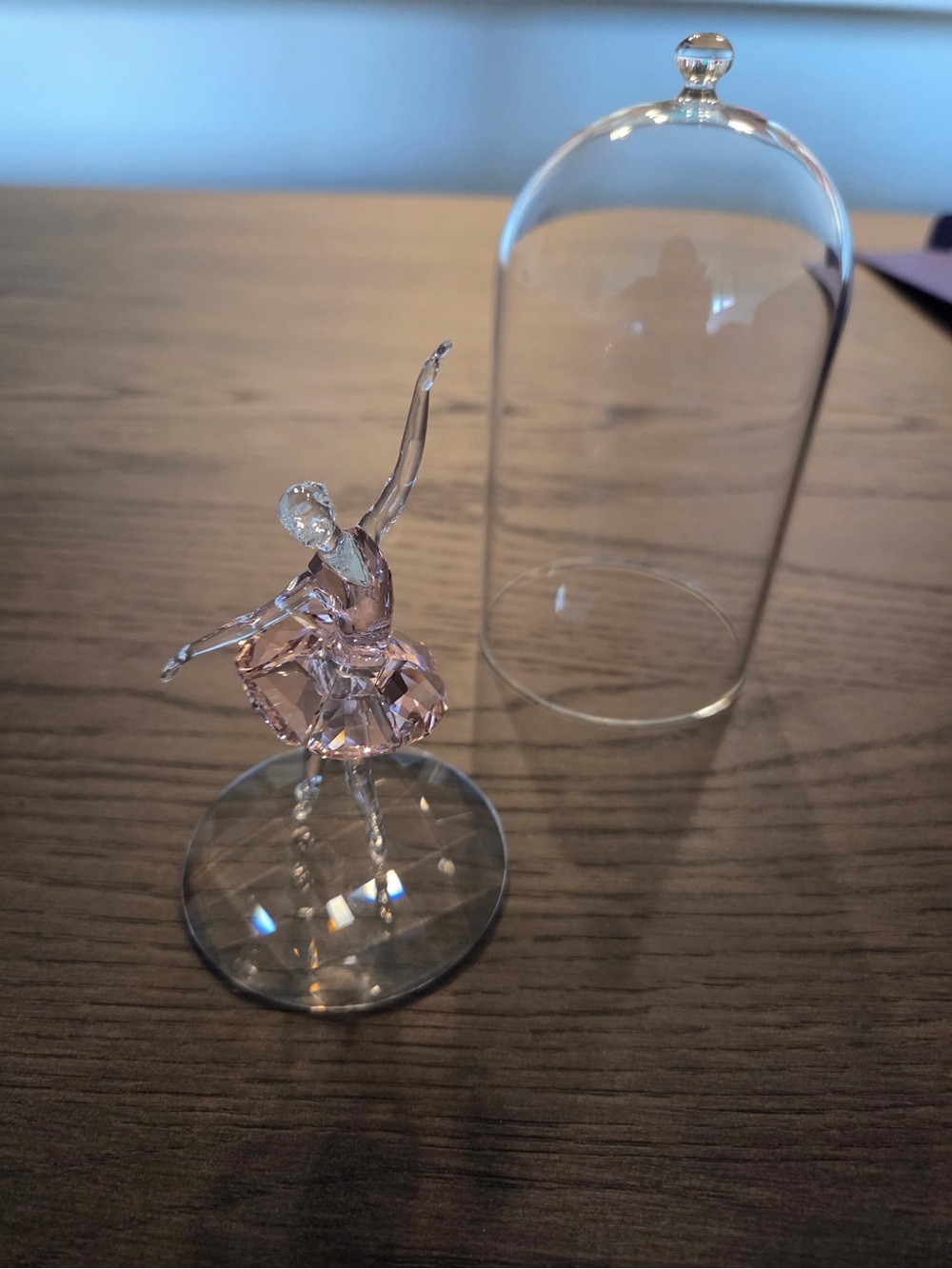 Swarovski Pink Crystal Ballerina Figurine with Glass Dome